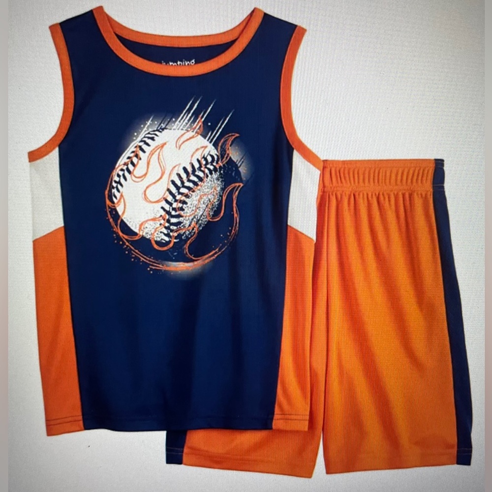 Boys Size 7 Jumping Beans Pieced Sports Muscle Tee & Shorts Set